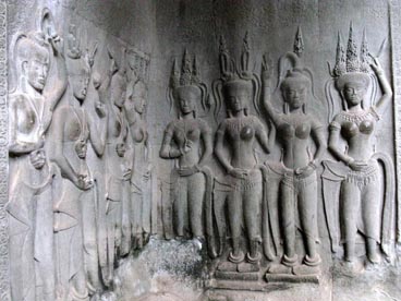 devatas, Angkor Wat, première moitié du XII° siècle, culte brahmanique, site d'Angkor (Siem Reap, Cambodge)